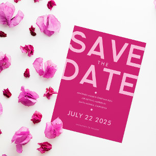 Moderne en Krachtige Magenta Save The Date Kaart