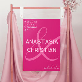 Moderne en Krachtige Magenta Trouw Welkom Poster