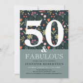 Moderne en legant 50 en Fabulous Birthday Invita Kaart (Voorkant)