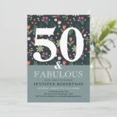 Moderne en legant 50 en Fabulous Birthday Invita Kaart (Staand voorkant)