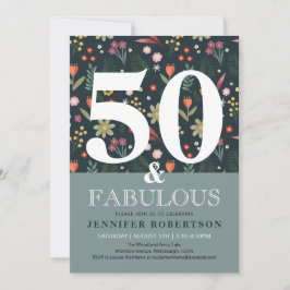 Moderne en legant 50 en Fabulous Birthday Invita Kaart