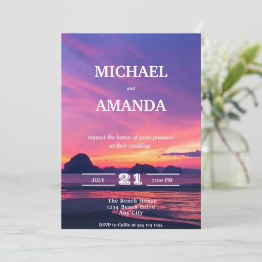 Moderne en legante uitnodiging voor een zonneschij (Staand voorkant)