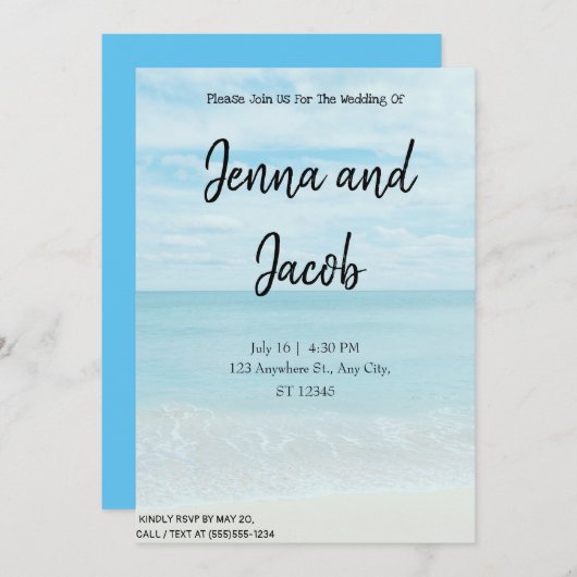 Moderne en legante uitnodiging voor het huwelijk (Voorkant / Achterkant)