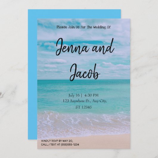 Moderne en legante uitnodiging voor het huwelijk (Voorkant / Achterkant)