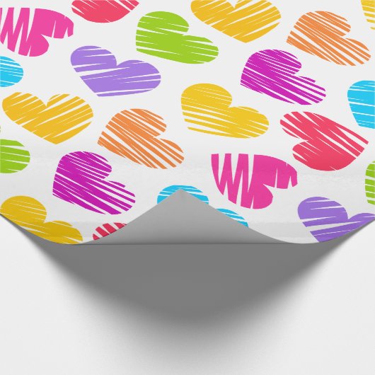 Moderne en meisjesachtige levendige gekrabbelde ha cadeaupapier (Hoek)