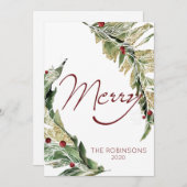 Moderne en Merry in Sneeuwwit Feestdagenkaart (Voorkant / Achterkant)