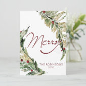 Moderne en Merry in Sneeuwwit Feestdagenkaart (Staand voorkant)