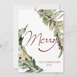 Moderne en Merry in Sneeuwwit Feestdagenkaart