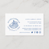 Moderne en minimale bakkerij Floral Tart Logo Blue Visitekaartje (Achterkant)