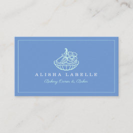 Moderne en minimale bakkerij Floral Tart Logo Blue Visitekaartje
