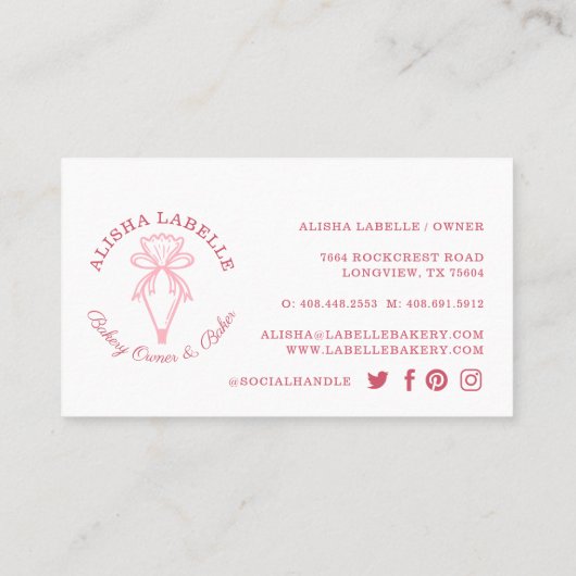 Moderne en minimale bakkerijstijl Leiding Bag Logo Visitekaartje (Achterkant)