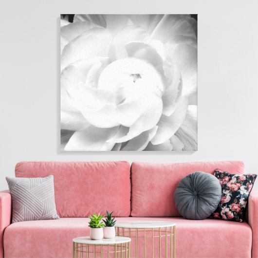 Moderne en Minimale Bloemen Zwart-wit Bloem Canvas Afdruk (Insitu (Woonkamer))