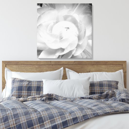 Moderne en Minimale Bloemen Zwart-wit Bloem Canvas Afdruk (Insitu (Slaapkamer))