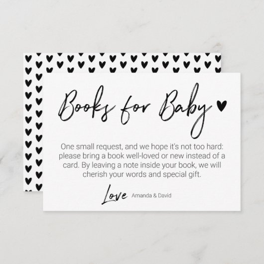 Moderne en minimale Boeken voor het Baby zwarte pe Informatiekaartje (Voorkant / Achterkant)