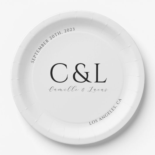 Moderne en minimale borden voor klassieke bruiloft papieren bordje (Voorkant)