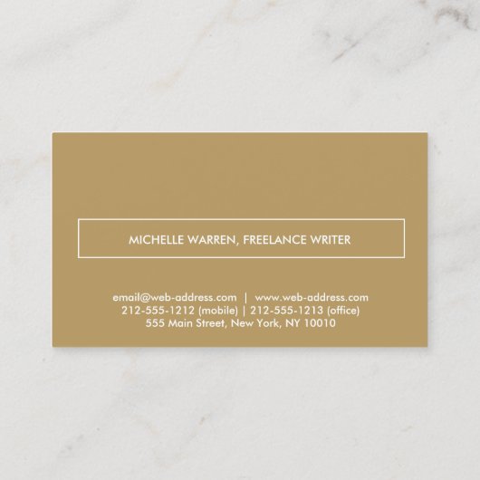 MODERNE EN MINIMALE Boxed Name Logo in Goud Visitekaartje (Achterkant)