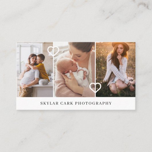 Moderne en minimale foto-indeling 3 visitekaartje (Voorkant)