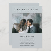 Moderne en minimale grijs | One Photo Wedding Kaart (Voorkant / Achterkant)