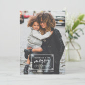 Moderne en minimale kerstfoto feestdagenkaart (Staand voorkant)
