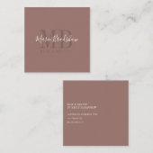 Moderne en minimale Mocha en Cream Vierkante Visitekaartje (Voorkant / Achterkant)