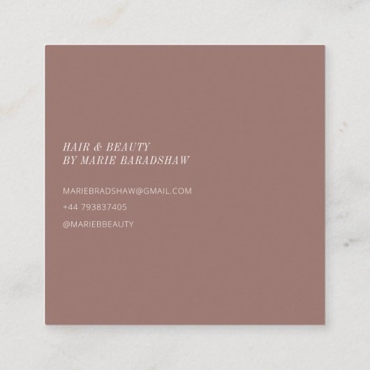 Moderne en minimale Mocha en Cream Vierkante Visitekaartje (Achterkant)