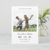 Moderne en minimale opslagtijd voor onze nieuwe da save the date (Staand voorkant)