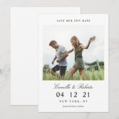 Moderne en minimale opslagtijd voor onze nieuwe da save the date (Voorkant / Achterkant)