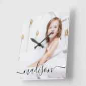 Moderne en minimale persoonlijke volledige foto en vierkante klok (Hoek)