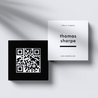 Moderne en Minimale QR Code Backer Vierkante Visitekaartje