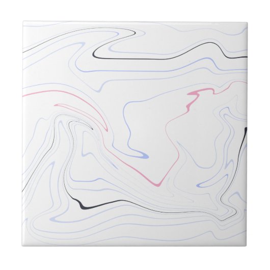 Moderne en minimale roze, zwart, blauw, witte marm tegeltje (Voorkant)