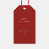Moderne en minimale typografie | Rood kerstfeest Cadeaulabel (Voorkant)