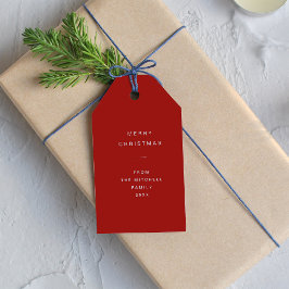 Moderne en minimale typografie | Rood kerstfeest Cadeaulabel