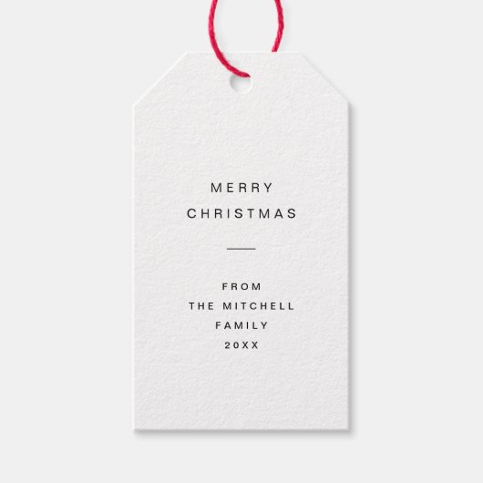 Moderne en minimale typografie | Witte kerst Cadeaulabel (Voorkant)