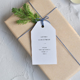 Moderne en minimale typografie | Witte kerst Cadeaulabel