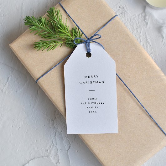 Moderne en minimale typografie | Witte kerst Cadeaulabel