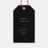 Moderne en minimale typografie | Zwarte Kerstmis Cadeaulabel (Voorkant)