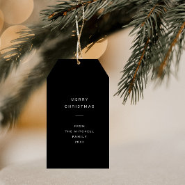 Moderne en minimale typografie | Zwarte Kerstmis Cadeaulabel