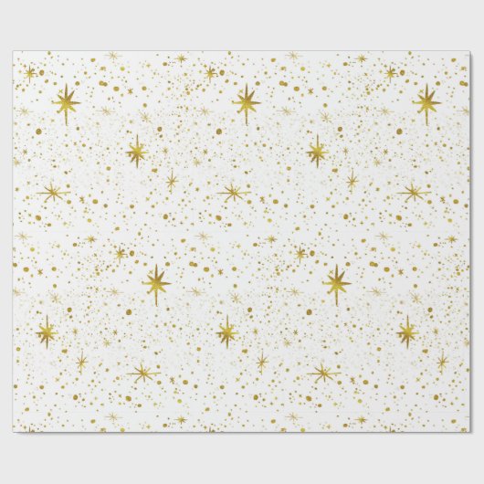 Moderne en minimale witte / gouden kosmische Star- Cadeaupapier (Vlak)