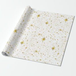 Moderne en minimale witte / gouden kosmische Star- Cadeaupapier