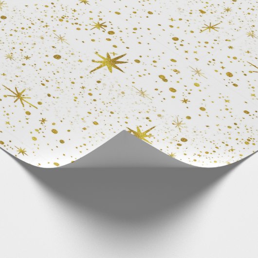 Moderne en minimale witte / gouden kosmische Star- Cadeaupapier (Hoek)
