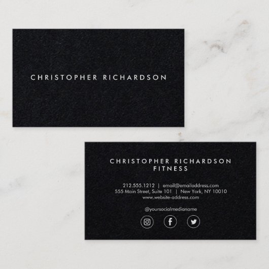 Moderne en minimale witte inkt op zwart visitekaartje (Voorkant / Achterkant)