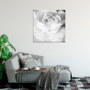 Moderne en Minimale Zwart-wit Bloemen - Flower Canvas Afdruk