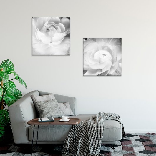 Moderne en Minimale Zwart-wit Bloemen - Flower Canvas Afdruk