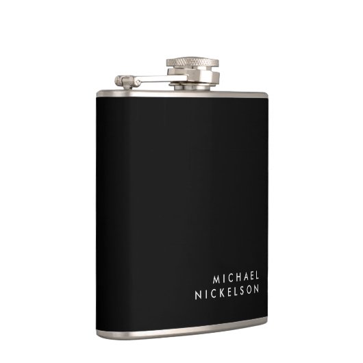 Moderne en minimale zwart-wit | jouw namen toevoeg heupfles (Rechts)