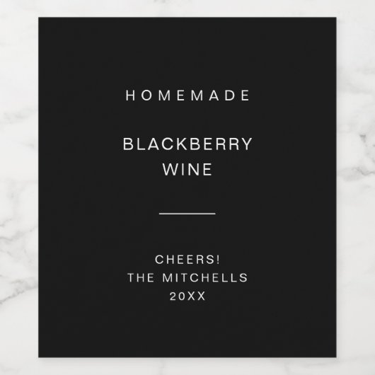 Moderne en minimale zwart-wit wijn etiket (Enkel label)