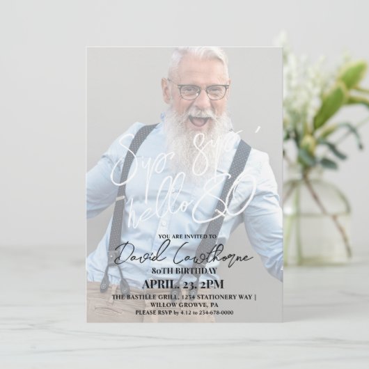 Moderne en minimalistische 80e fotoverjaardag kaart (Staand voorkant)