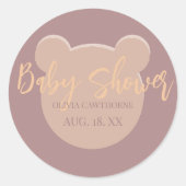 Moderne en minimalistische Beer Baby Shower Ronde Sticker (Voorkant)