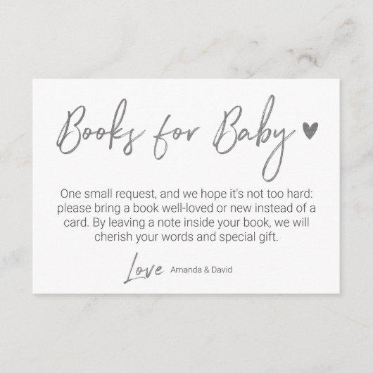 Moderne en minimalistische boeken voor Baby Silver Informatiekaartje (Voorkant)