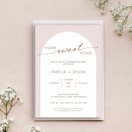 Moderne en minimalistische boog housewarming uitno kaart