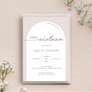 Moderne en minimalistische boog sweet sixteen kaart